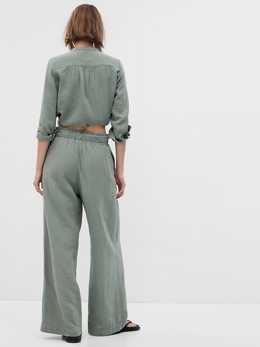 Image number 2 showing, Crinkle Gauze Wide-Leg Pants