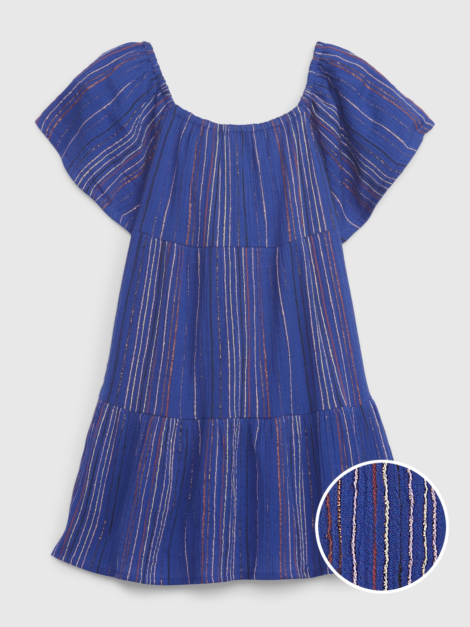 Gap Toddler Shiny Stripe Tiered Dress blue. 1
