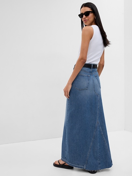 Image number 2 showing, Denim Maxi Skirt with Washwell