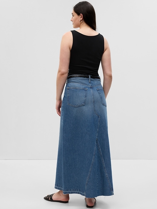 Image number 5 showing, Denim Maxi Skirt with Washwell