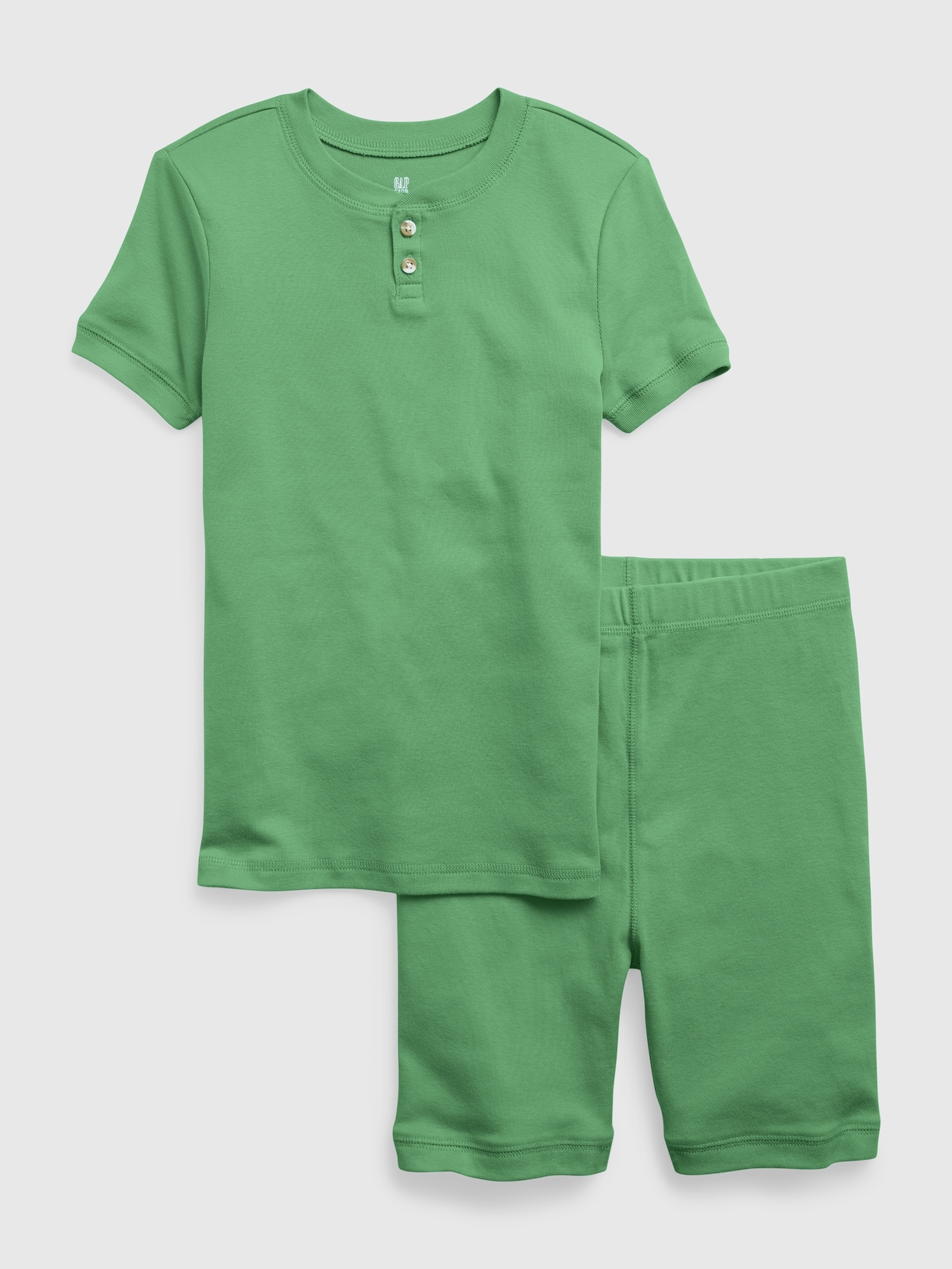 Gap Kids 100% Organic Cotton Henley PJ Shorts Set green. 1