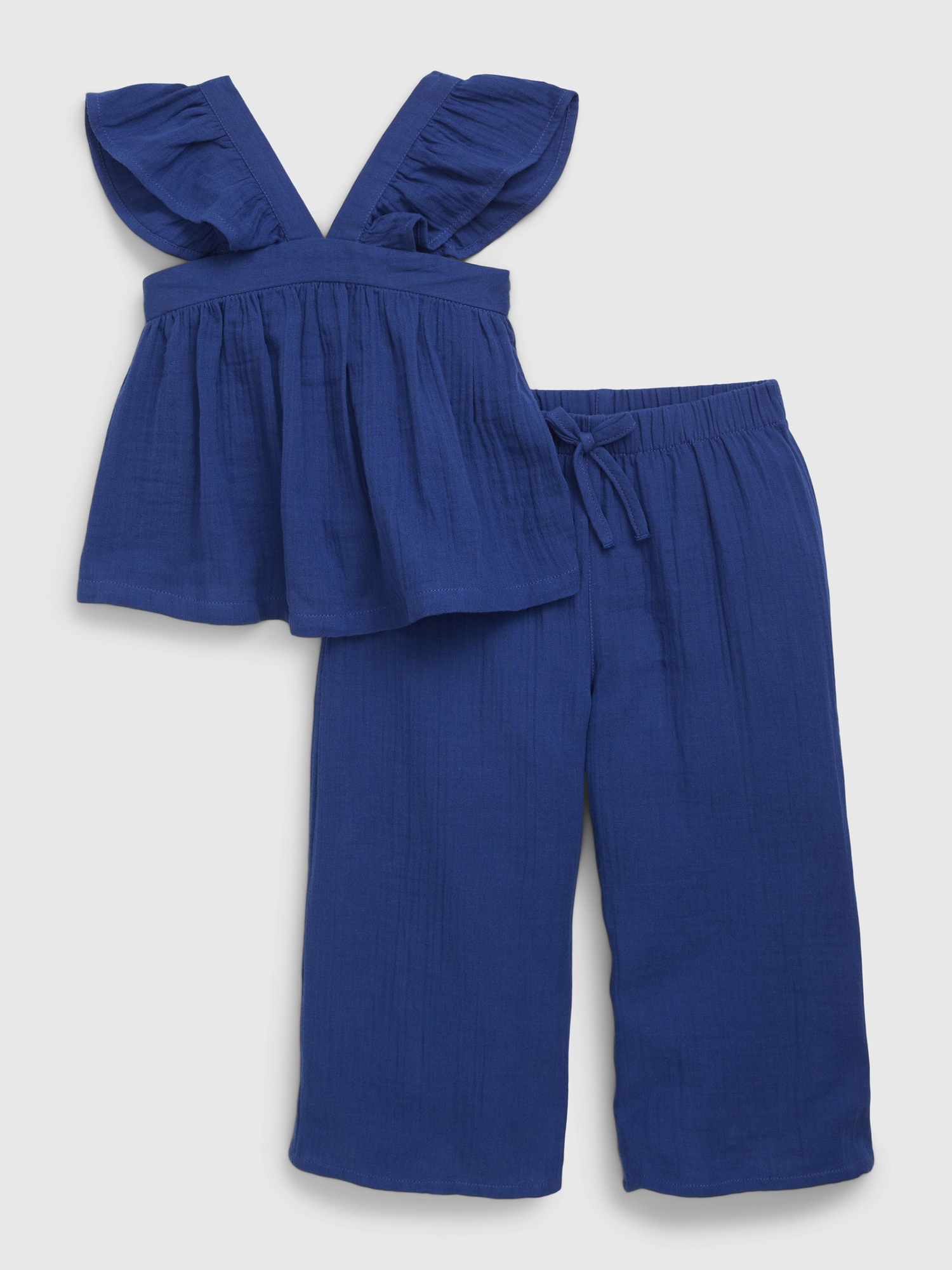 Gap Toddler Crinkle Gauze Outfit Set blue. 1