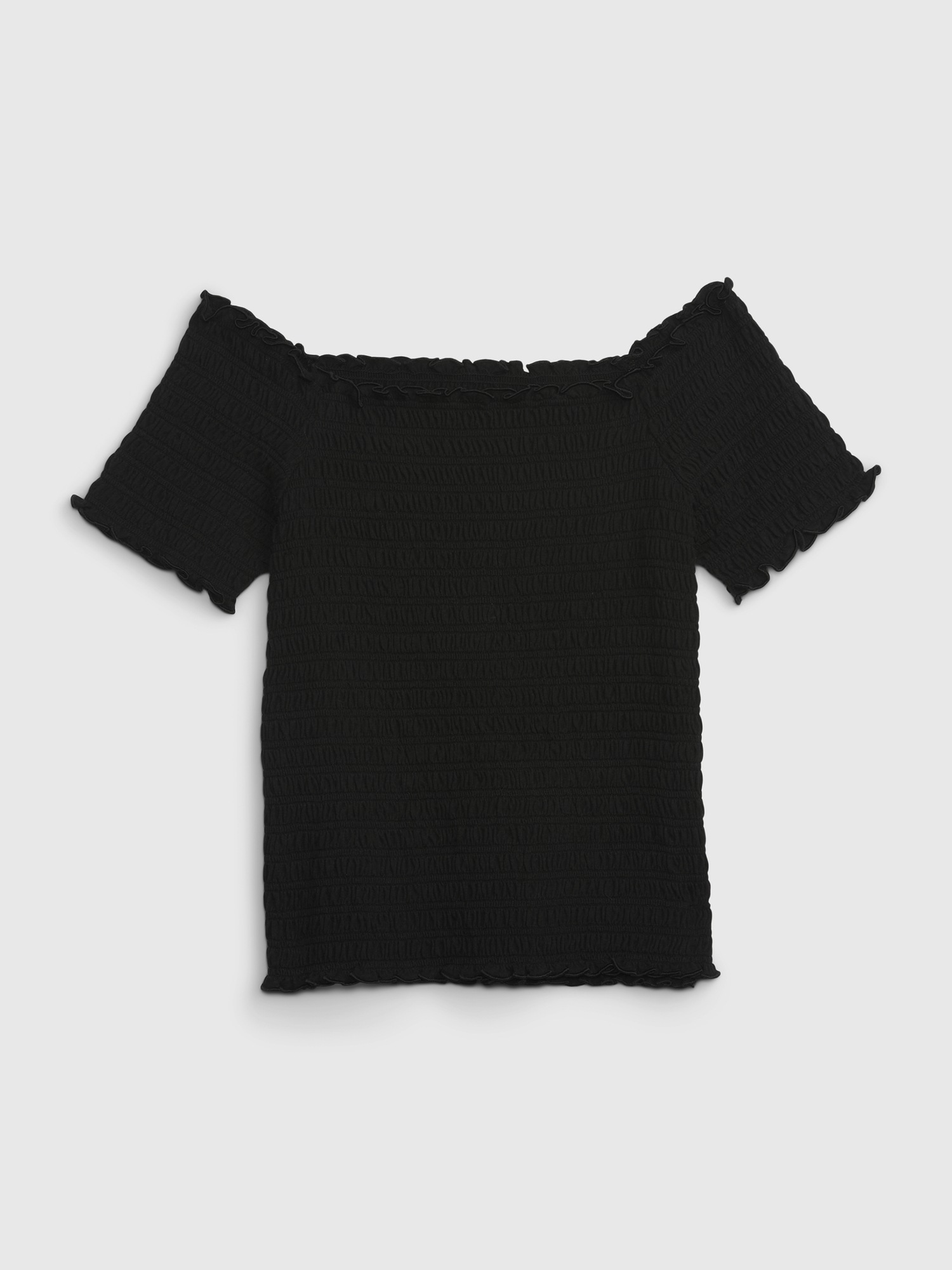 black off the shoulder smocked top