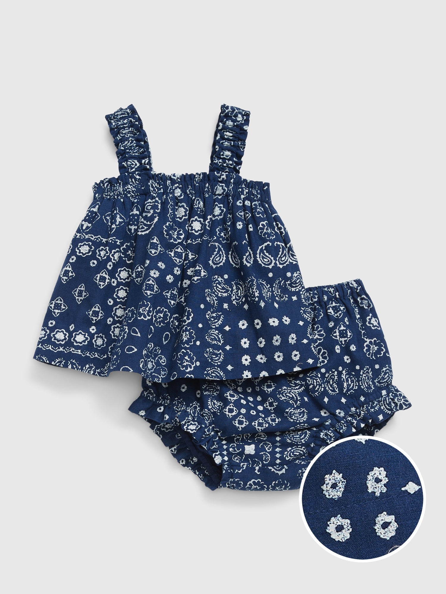 Gap Baby Linen-Cotton Two-Piece Outfit Set blue. 1