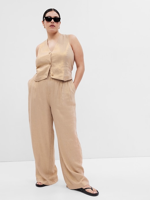 Remain High Waist Linen and Cotton CAMINO Double Pleated Pants women -  Glamood Outlet