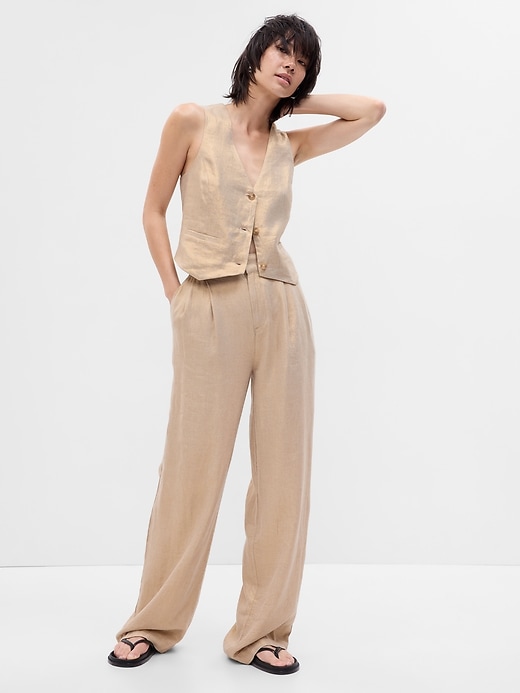 Linen-Cotton Pleated Pants Gap