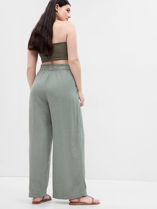 Image number 5 showing, Crinkle Gauze Wide-Leg Pants