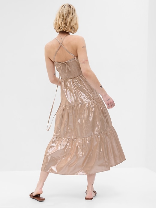 Image number 2 showing, Metallic Tie-Back Tiered Maxi Dress