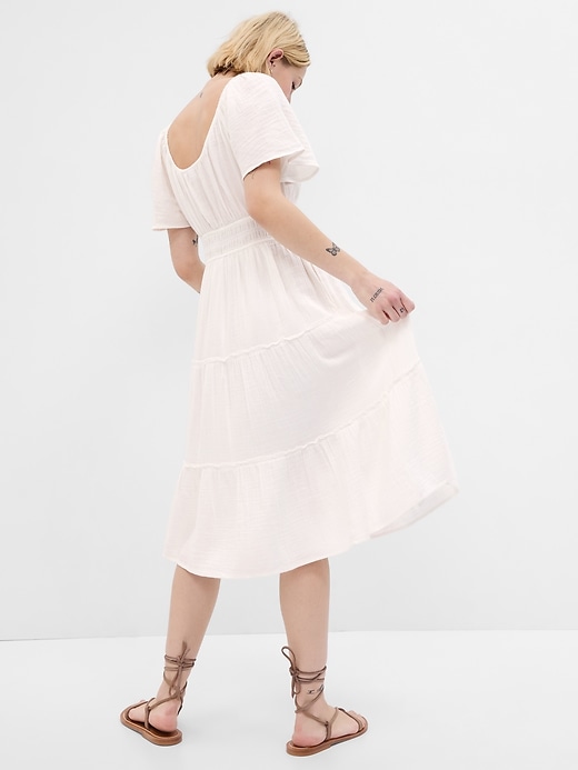 Image number 2 showing, Crinkle Gauze Tiered Midi Dress