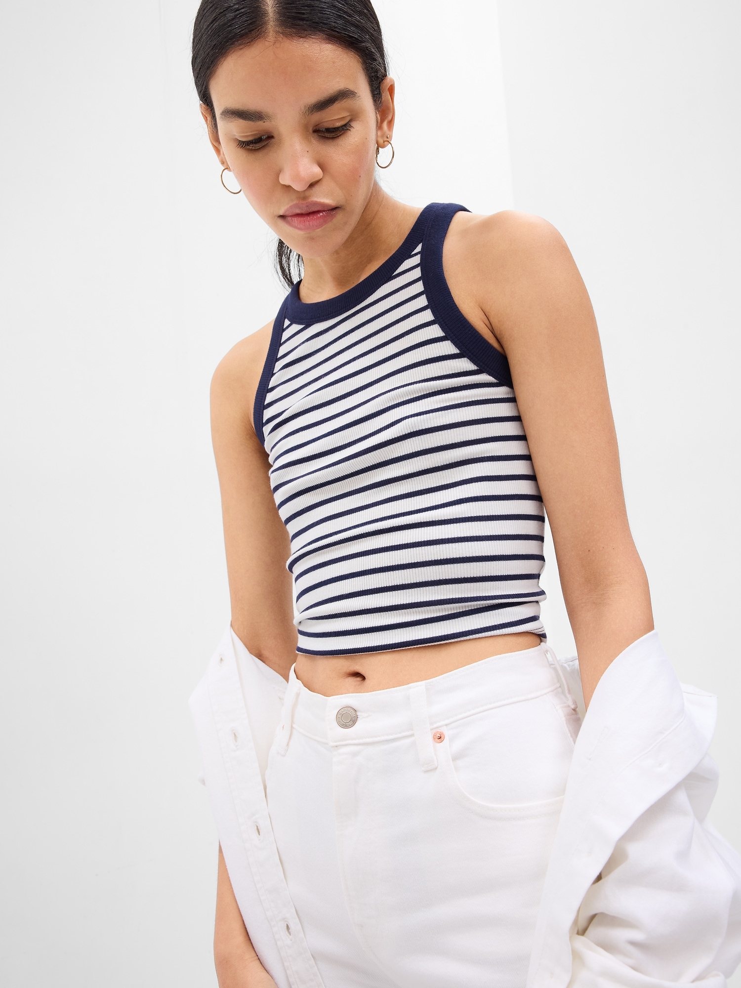 Mini Rib Cropped Halter Tank Top