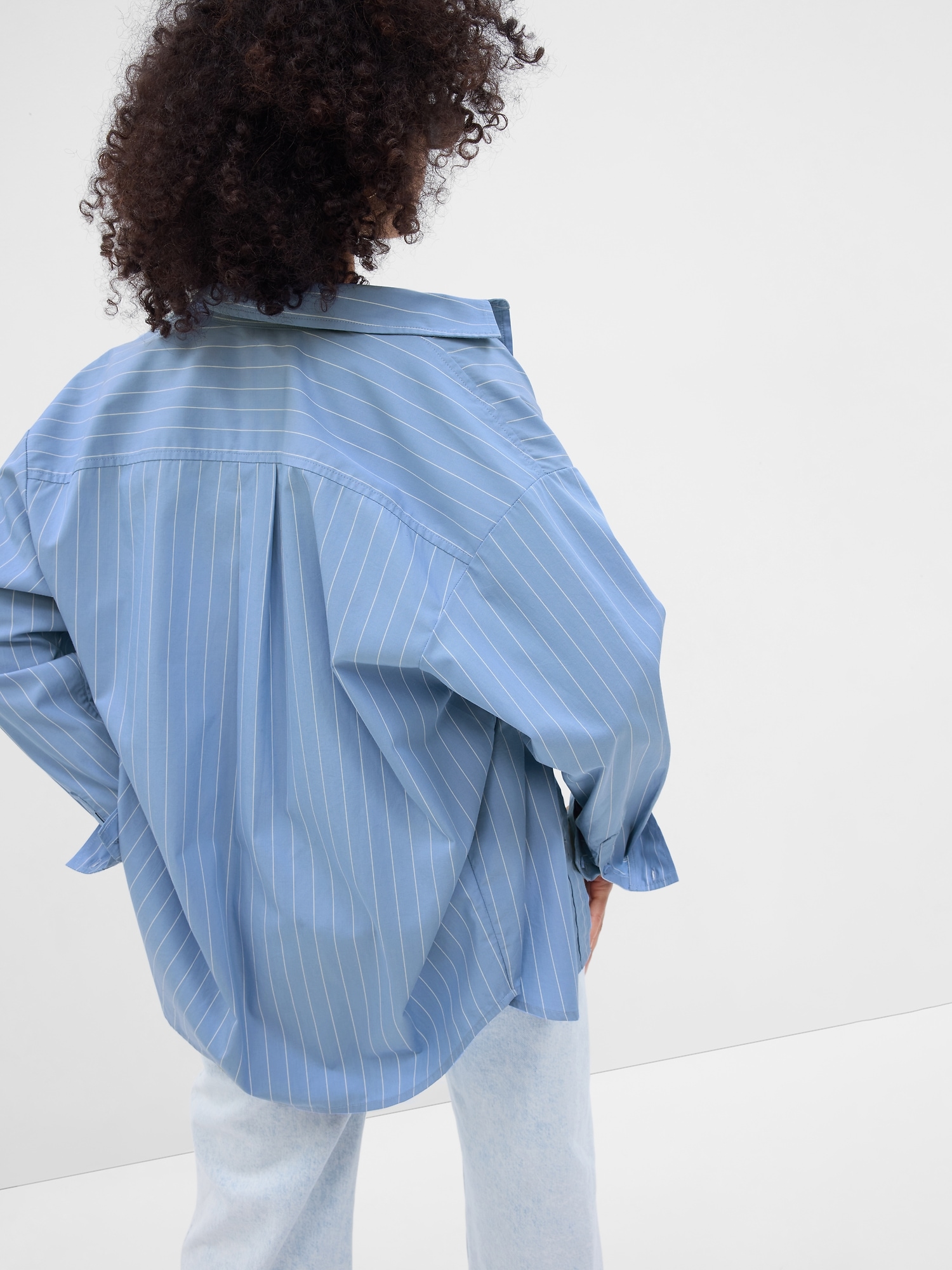 Organic Cotton Oversized Stripe Poplin Shirt | Gap