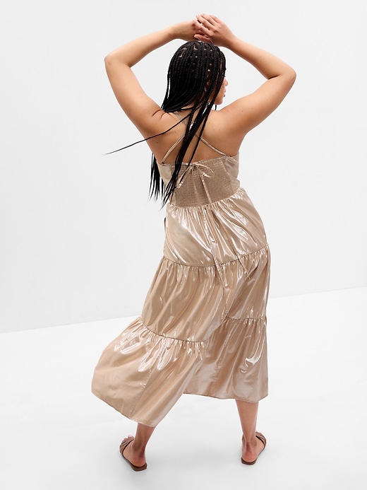 Image number 5 showing, Metallic Tie-Back Tiered Maxi Dress