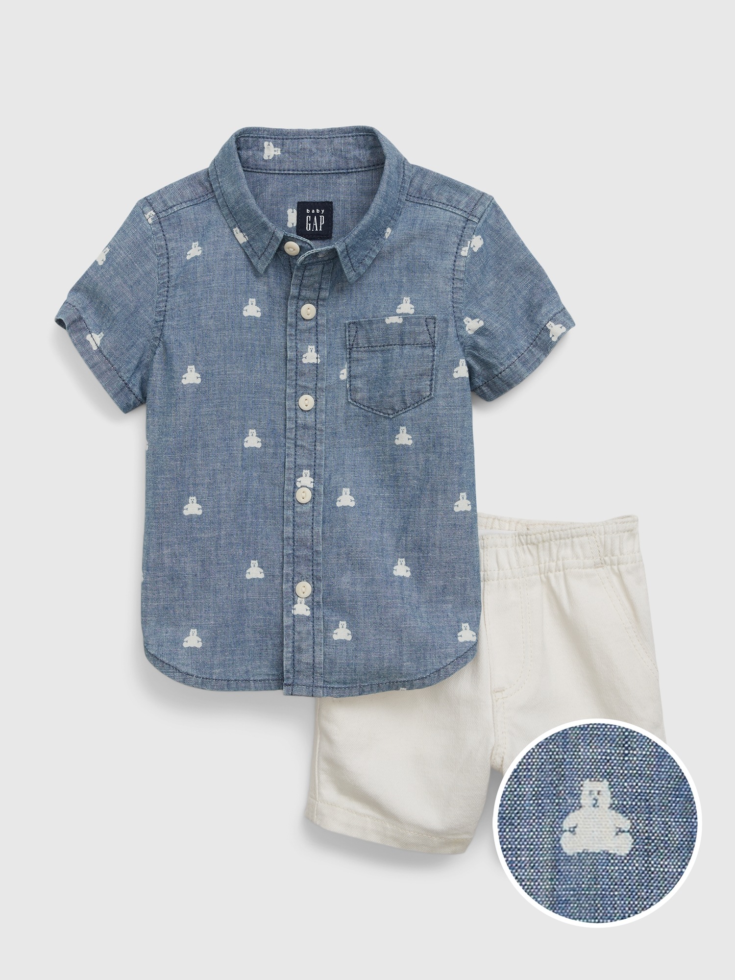 Baby Chambray Brannan Bear Outfit Set Gap