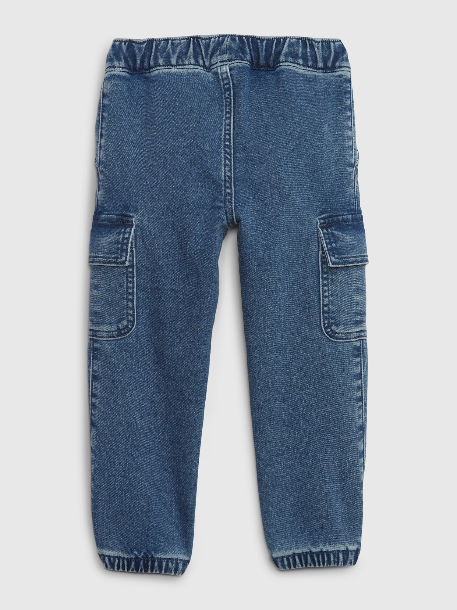 Babyhug Full Length Washed Denim Jogger With Stretch & Cargo Pockets - Black main image 1