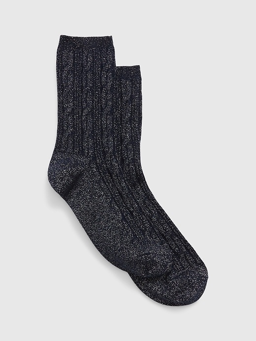 View large product image 1 of 1. Glitter Cable-Knit Crew Socks