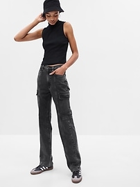 Voncos High Rise Jeans for Women Vintage Relaxed Fit Denim Pants