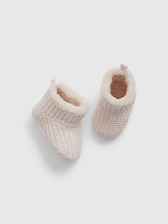 Baby Sherpa-Lined Sweater Booties