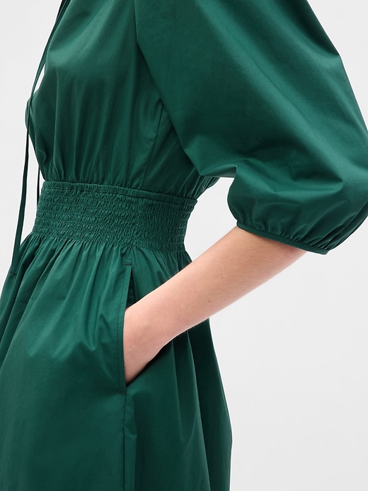 Image number 3 showing, Puff Sleeve Smocked Midi Dress