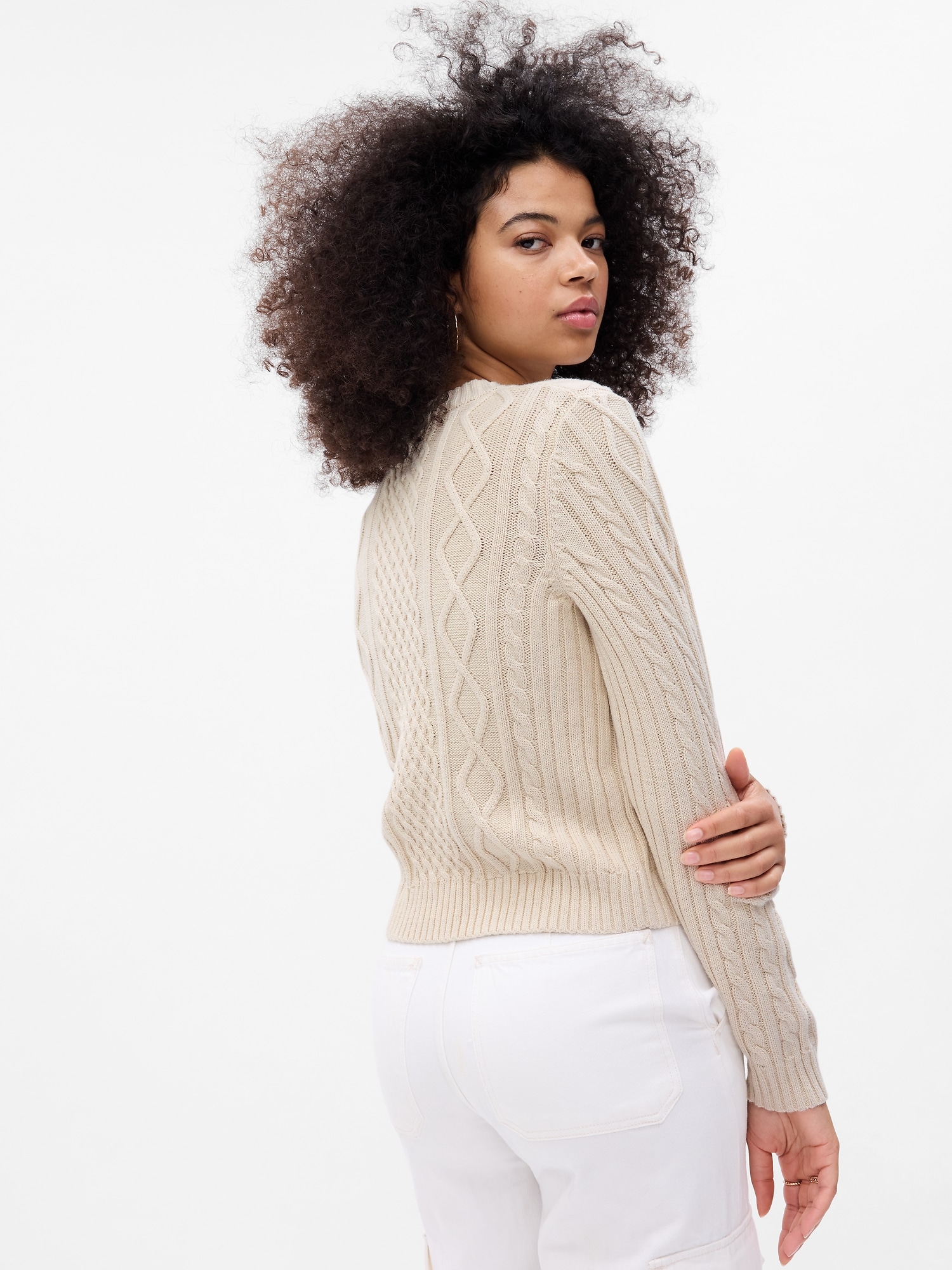 Cropped Cable-Knit Sweater | Gap