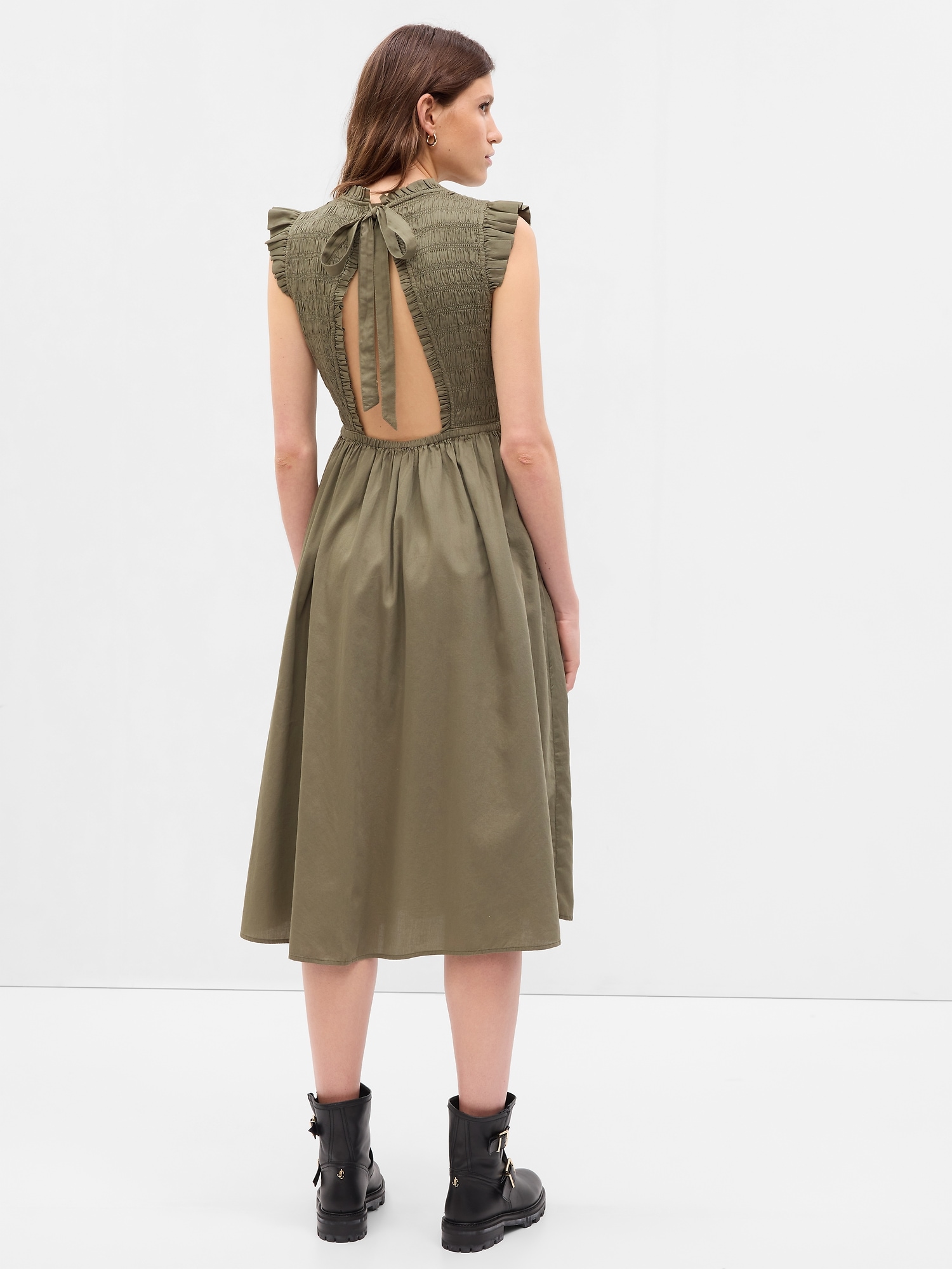 Open-Back Smocked Midi Dress | Gap