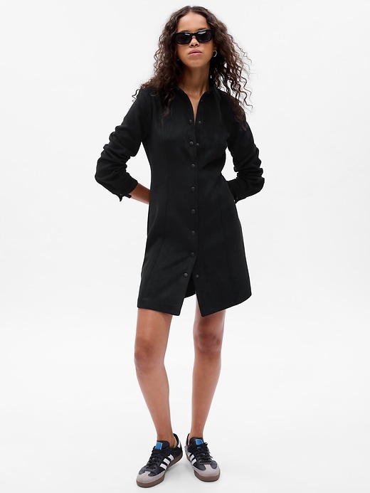 Image number 3 showing, Faux-Suede Mini Shirtdress
