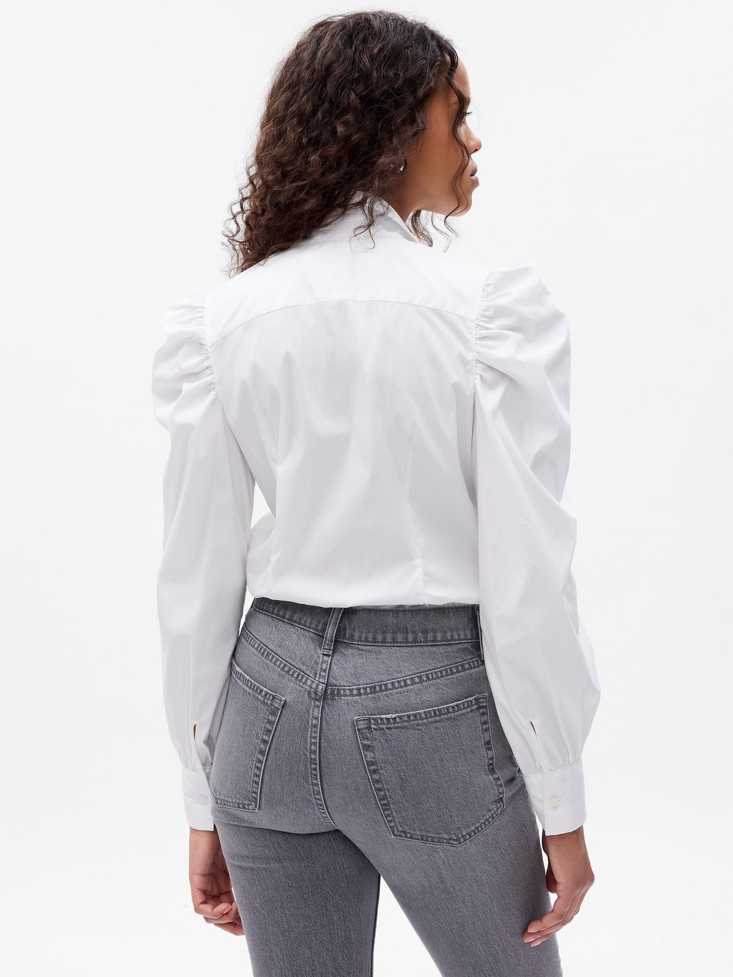 Cotton Puff Sleeve Slim Shirt Gap