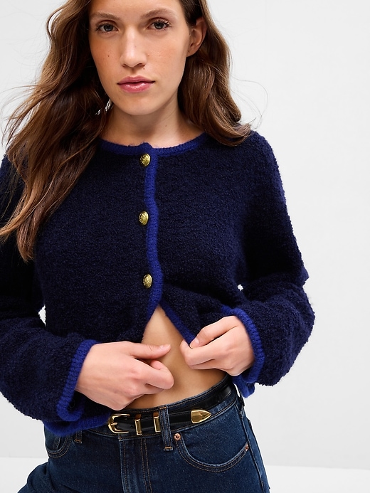 Image number 3 showing, Boucle Cropped Sweater Jacket