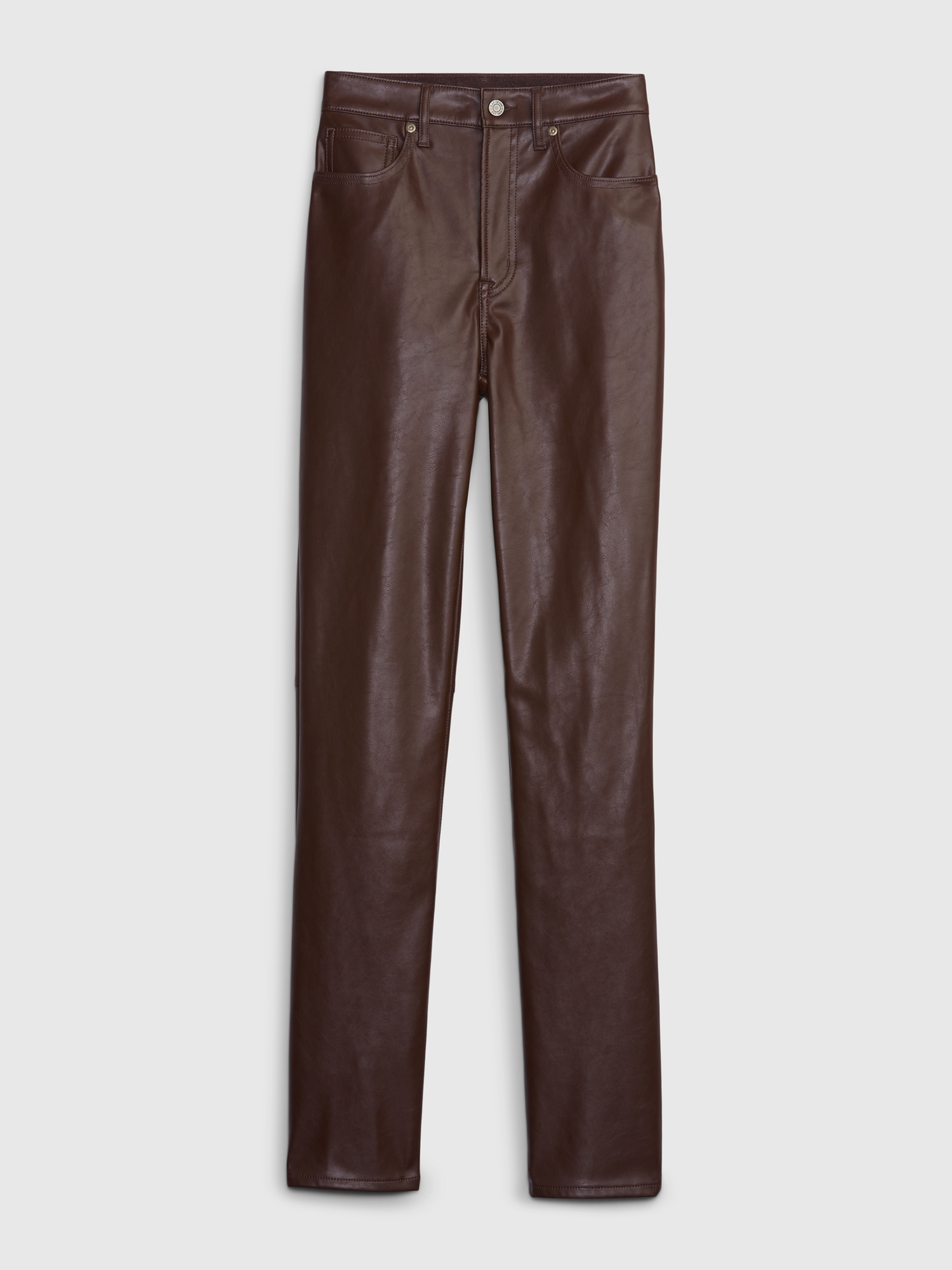High Rise Vintage Slim Vegan-Leather Pants