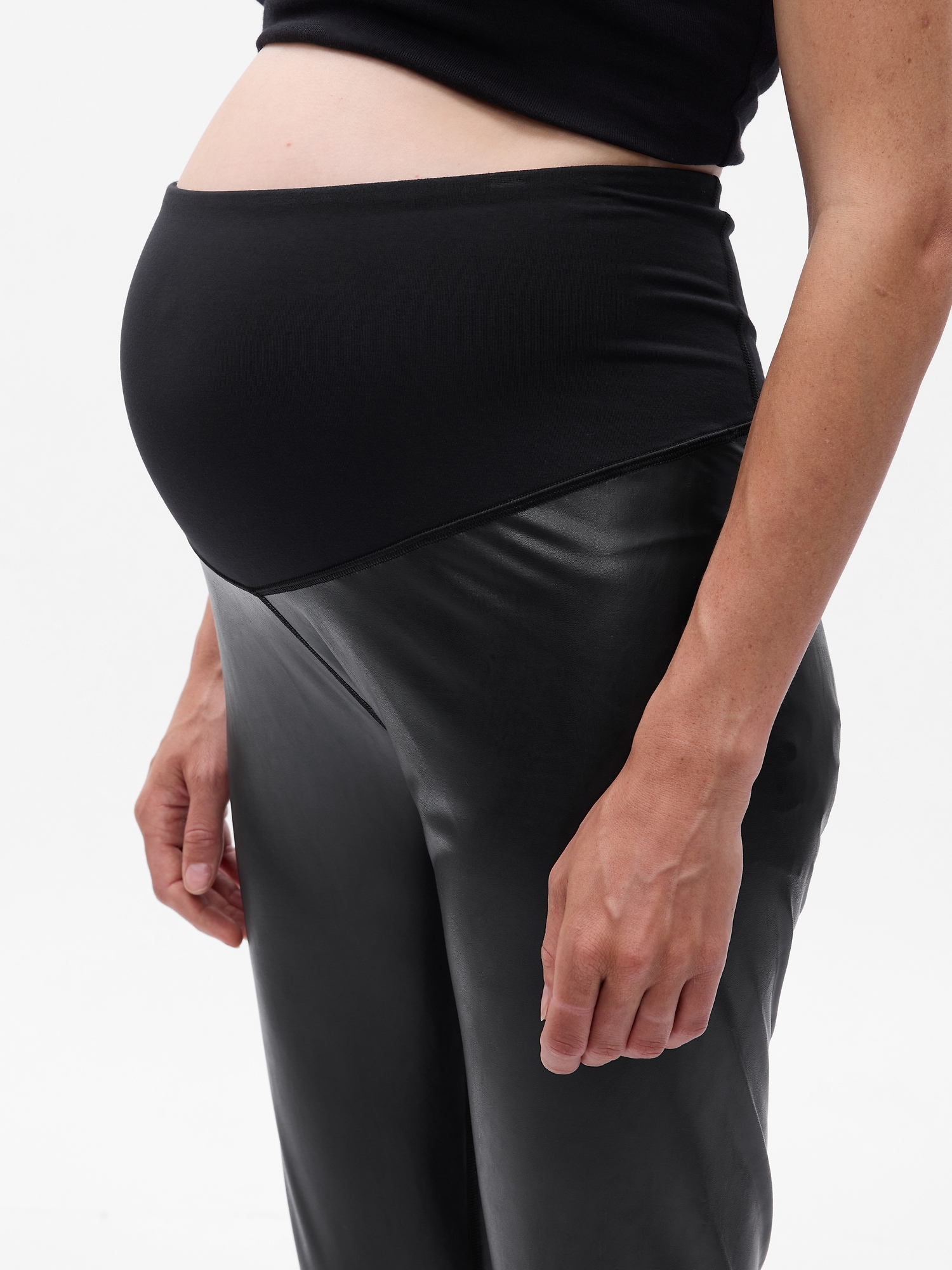 Maternity Faux Leather Leggings High Waisted Stretchy Comfy Tights Over The  Belly Leather Pants - China Maternity Clothes and Maternity Leather Leggings  price