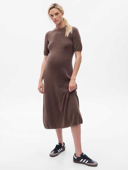 View large product image 1 of 1. Maternity CashSoft Midi Sweater Dress