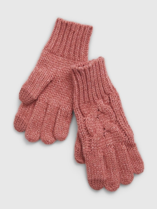 View large product image 1 of 1. Kids Recycled Cable-Knit Gloves