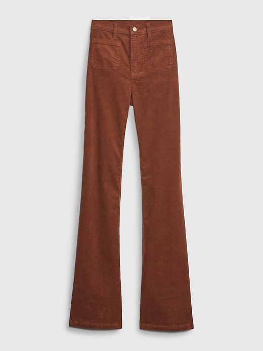 L'image numéro 6 présente Pantalon évasé années 70 à taille haute en velours côtelé Washwell