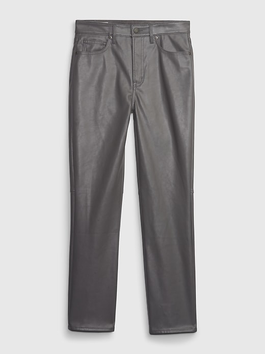 L'image numéro 6 présente Pantalon vintage étroit à taille haute en similicuir