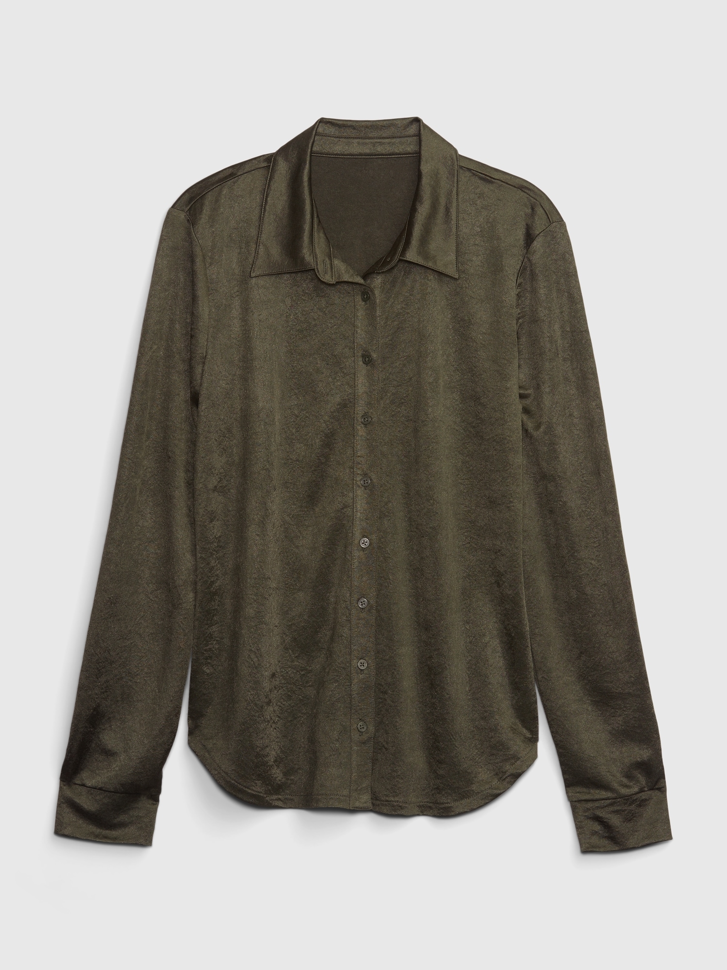 Satin Button-Front Shirt