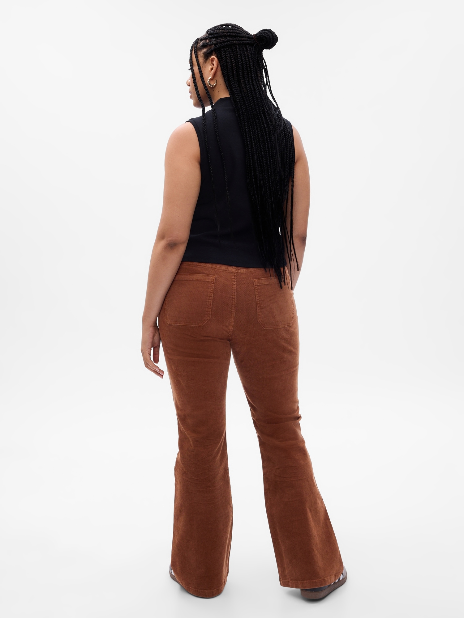 Corduroy Pants For Women Brown High Waist Flare Pants Elastic Bell Bottom  Trousers Slim Fit Wide Legs Streetwear With Pockets, 03☆brown, Medium :  : Clothing, Shoes & Accessories