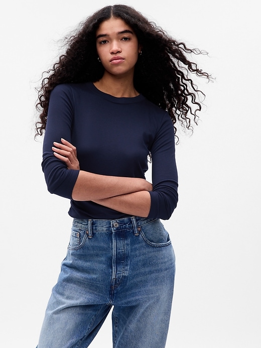 Image number 1 showing, Mini Rib Ruched T-Shirt