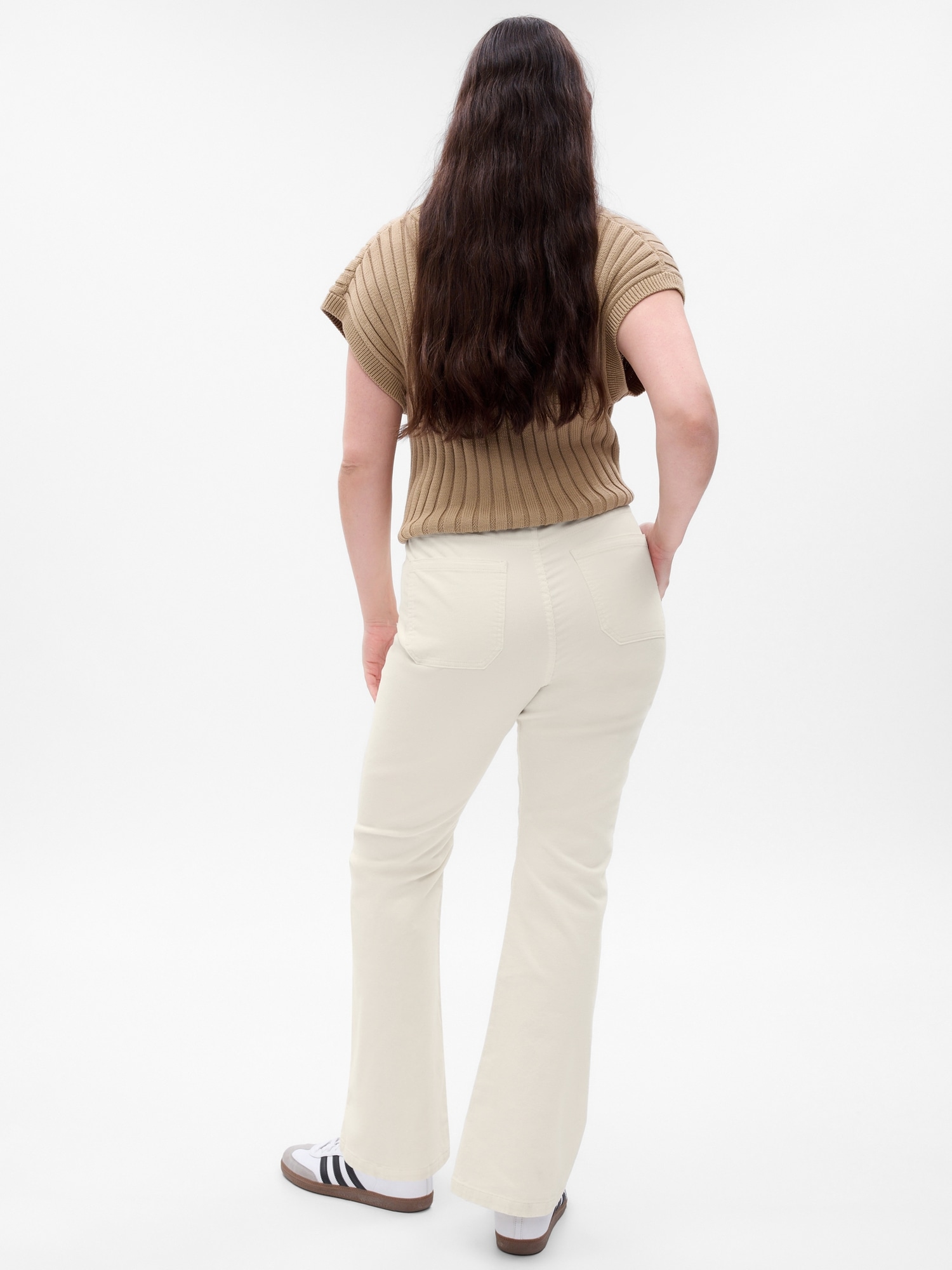 Pantalon Large à Taille Haute en Velours Côtelé Stretch, Femme Stature  Standard