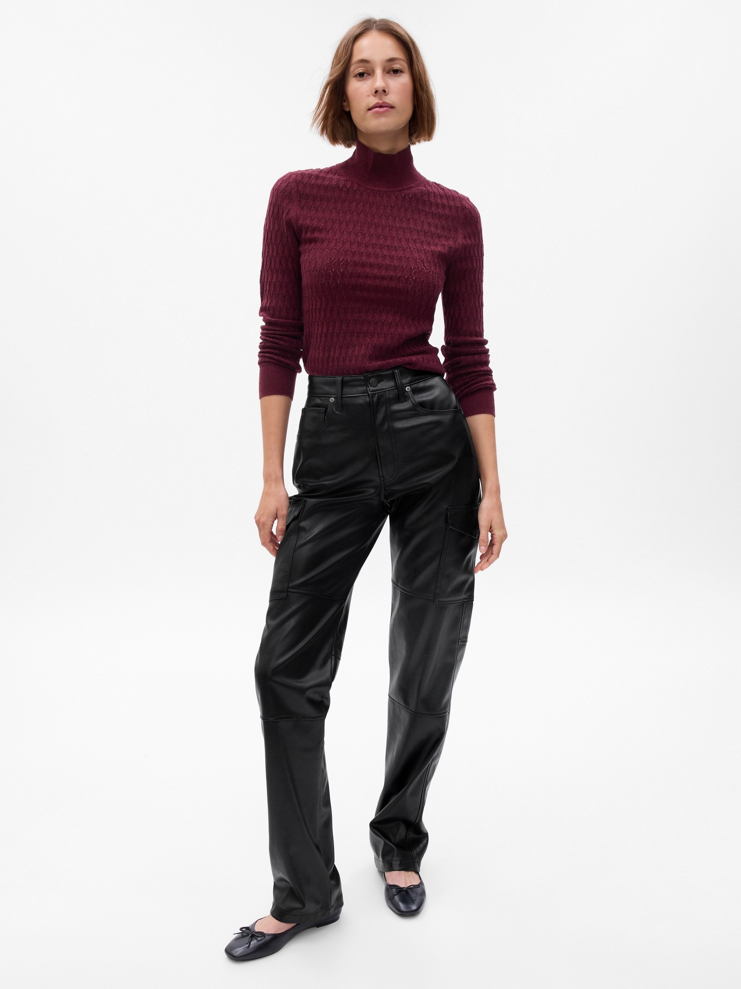 Pointelle Turtleneck Sweater