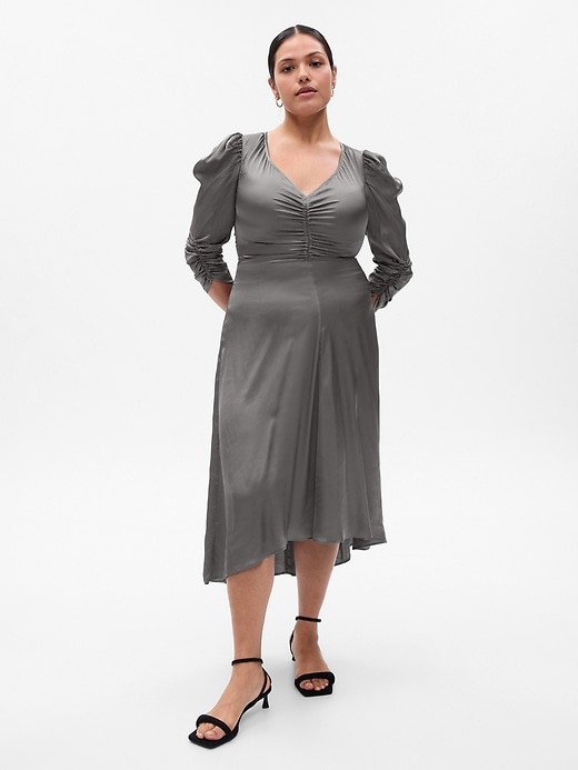 Image number 4 showing, Ruched Satin Midi Dress