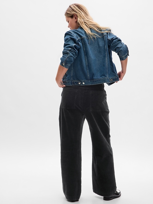 L'image numéro 5 présente Pantalon en velours côtelé Washwell à coupe ample des années 90 à taille basse moyenne.