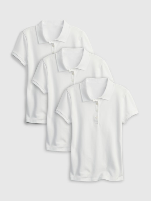 Image number 2 showing, Kids Cotton Uniform Polo Shirt (3-Pack)