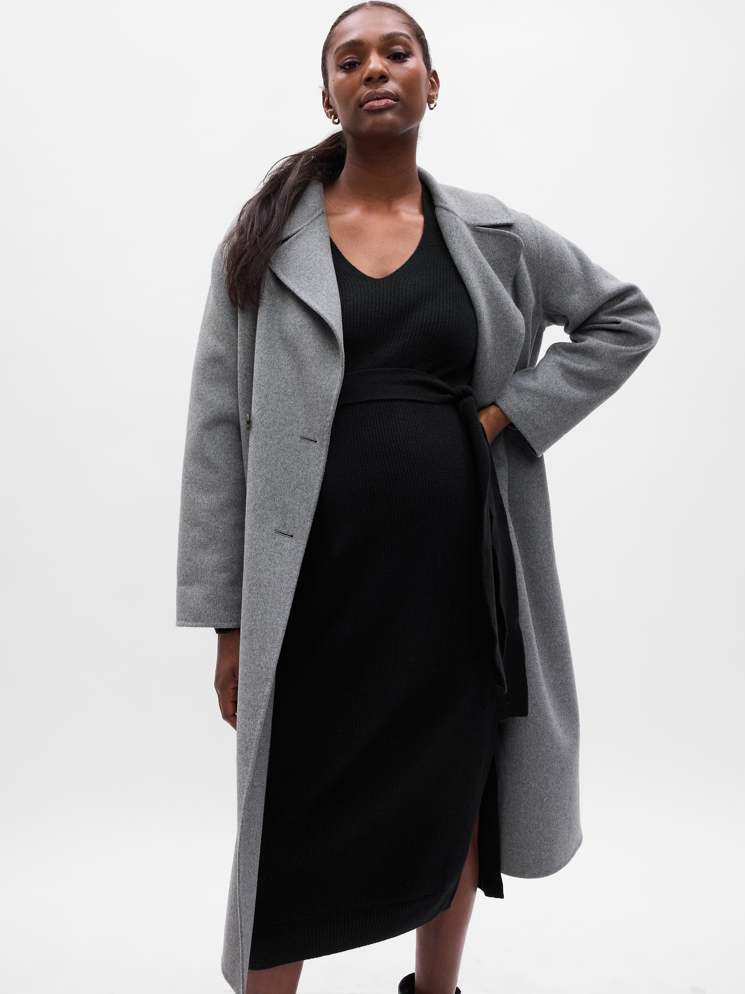 Maternity CashSoft Belted Midi Sweater Dress Gap
