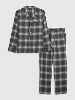 Men's Striped Woven Flannel Pajama Set 2pc - Goodfellow & Co Black M
