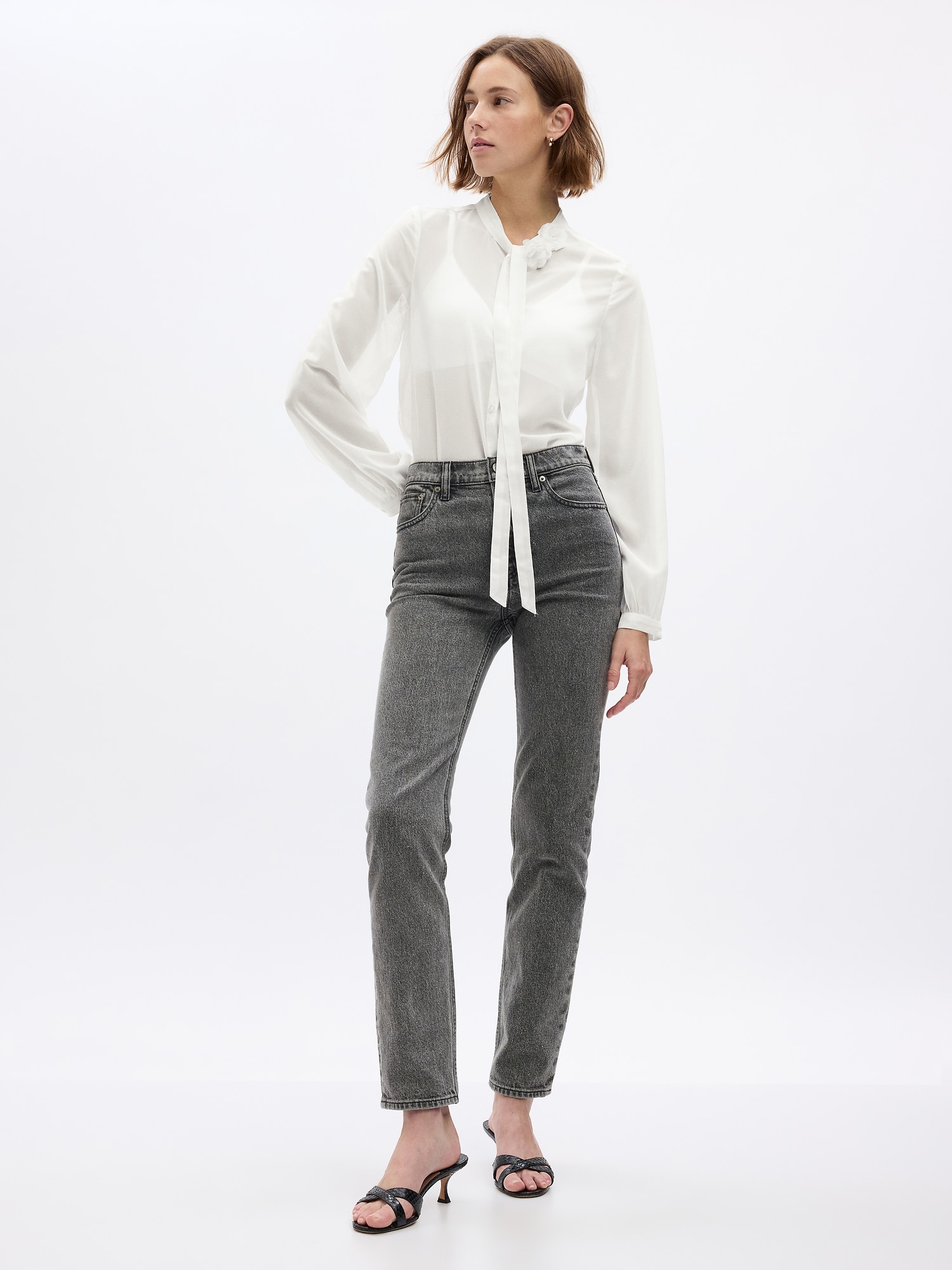 white sheer tie front top