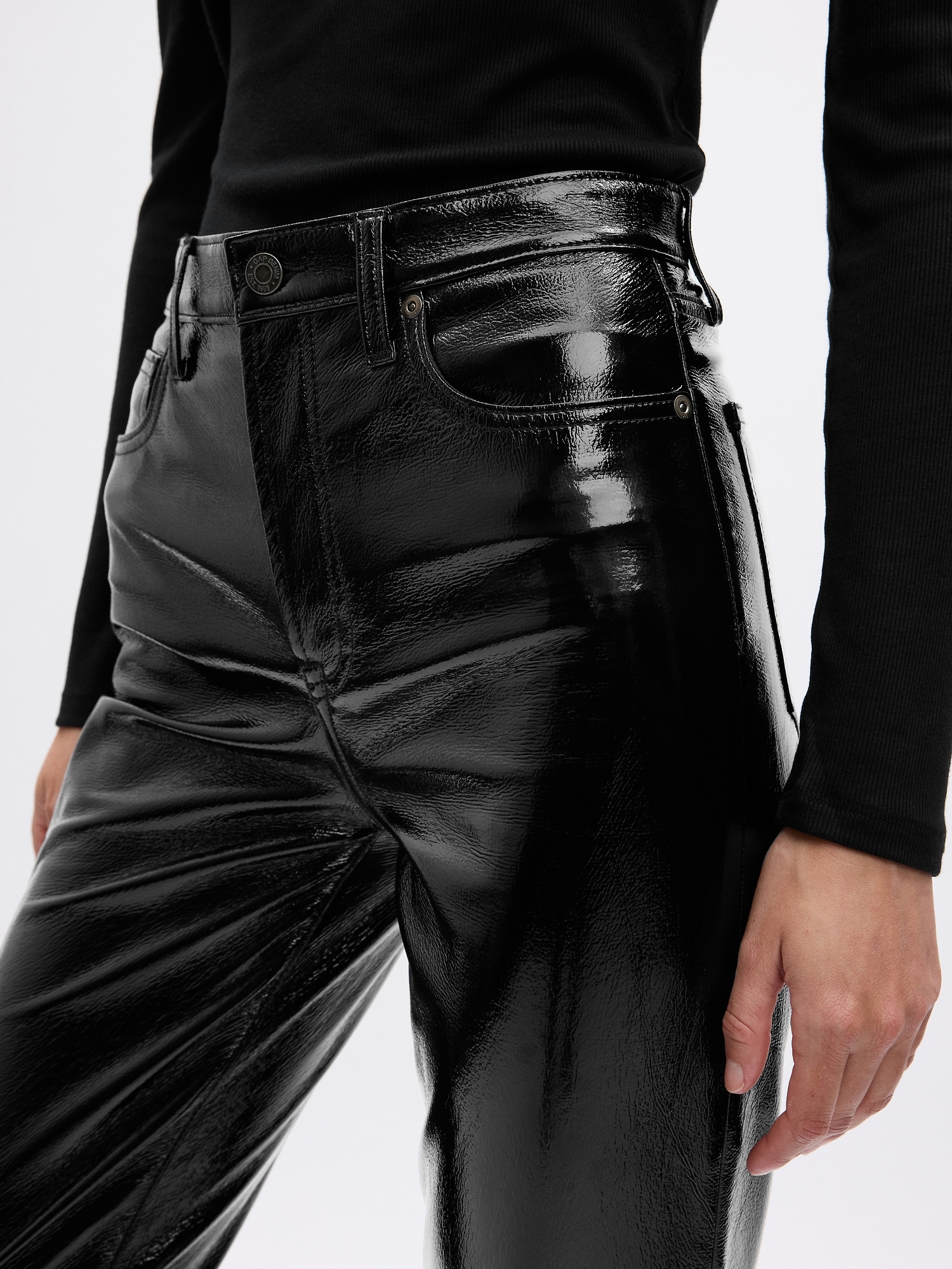 High Rise Vegan Patent Leather Vintage Slim Pants | Gap
