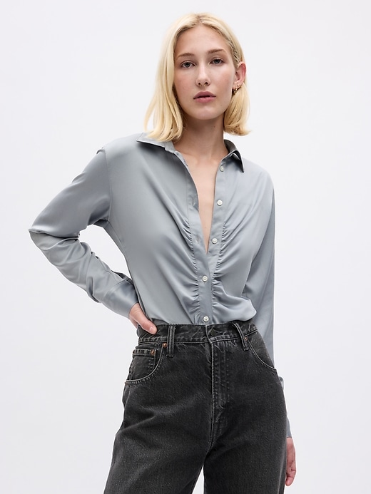 Image number 4 showing, Satin Ruched Shirt