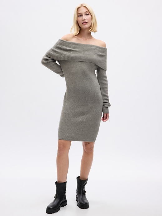 Image number 1 showing, Off-Shoulder Mini Sweater Dress