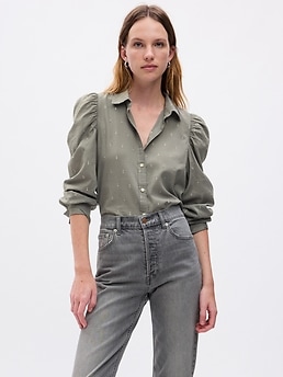 Embroidered Puff Sleeve Shirt | Gap
