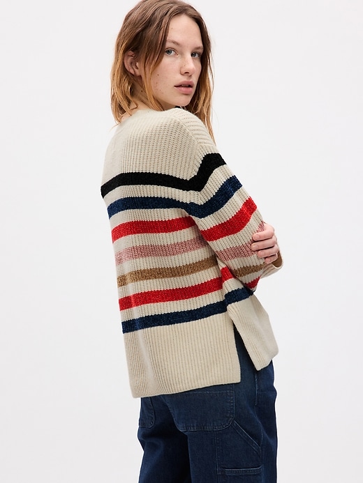 Image number 2 showing, 24/7 Split-Hem CashSoft Stripe Sweater