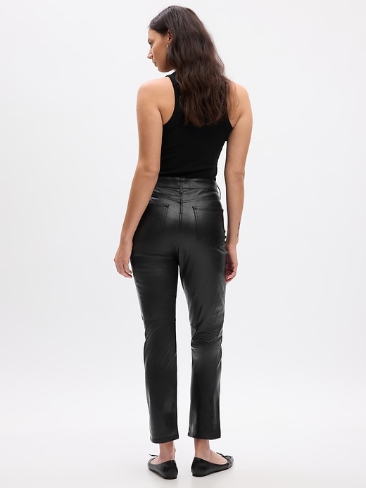Image number 5 showing, High Rise Vegan Leather Vintage Slim Pants